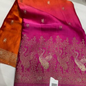 Premium Banarasi satin sarees with traditional zari weaving in multiple colors