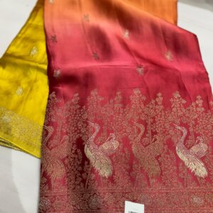 Traditional Banarasi satin sarees with rich zari border by Maguvas One Stop
