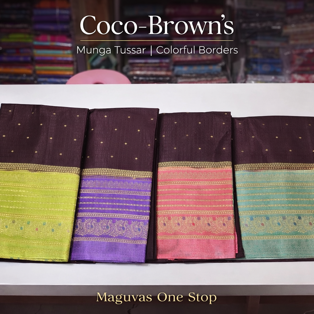 Coco brown munga tussar sarees