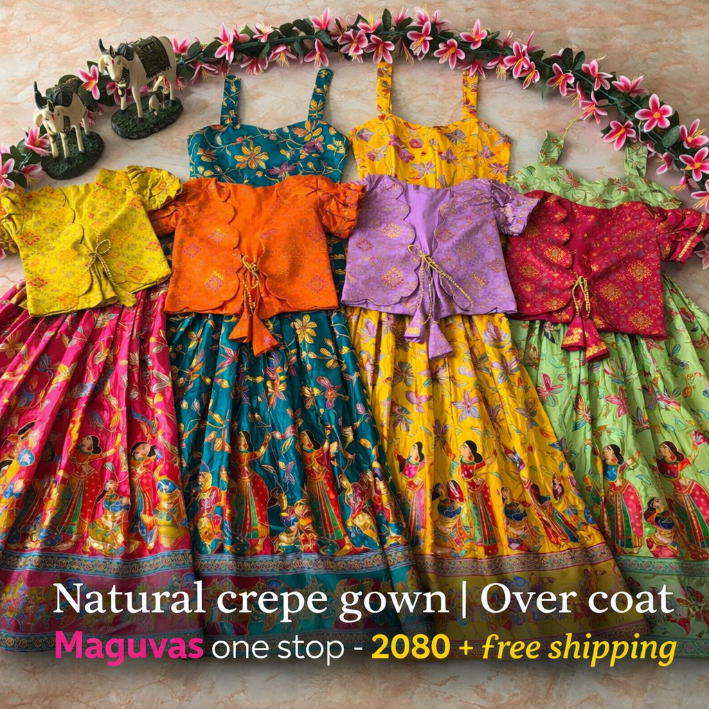 Natural Crepe Gown with Over Coat