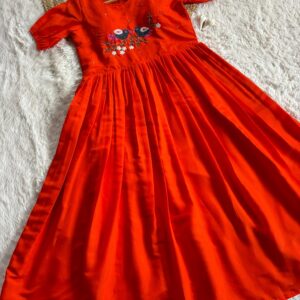 Rangoli Silk Gown-orange