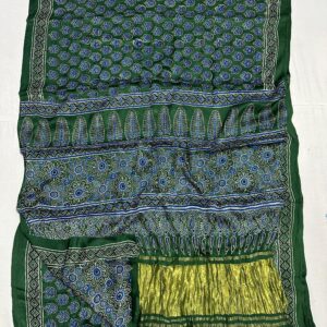 Pure Ajrakh Hand Block Silk Saree