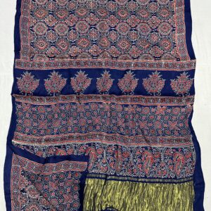 Pure Ajrakh Hand Block Silk Saree