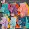 Pure Chinnon viscose saree collection with 2D padding and designer blouse in multiple colors by Maguvas One Stop