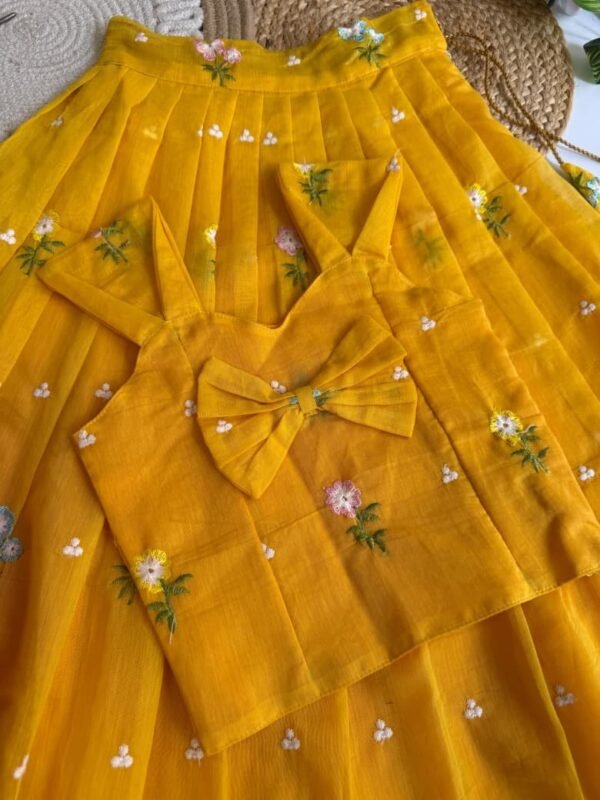 Mul Chanderi Kids Lehenga – Available in 3 Colours Mul Chanderi kids lehengas in yellow color