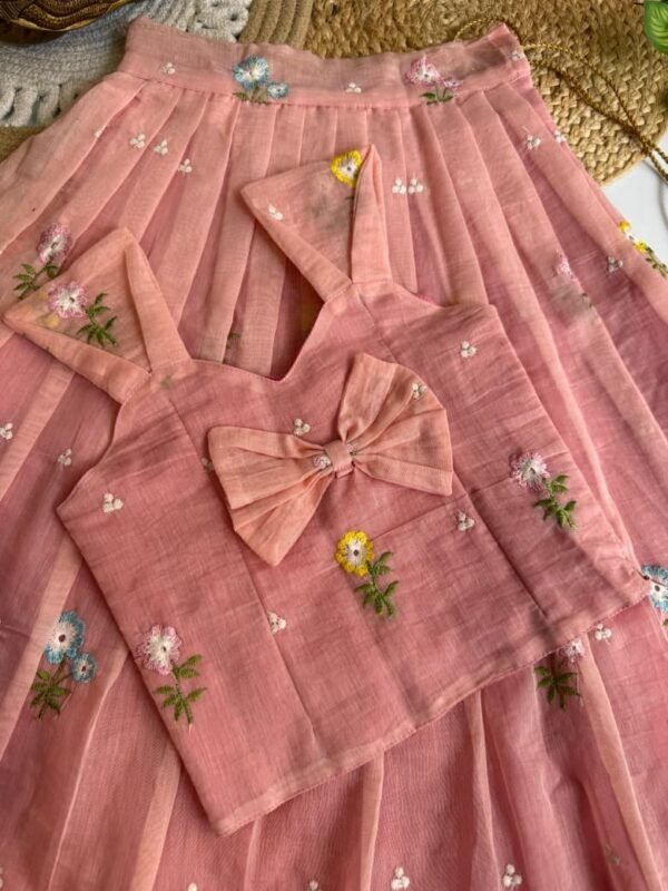 Mul Chanderi Kids Lehenga – Available in 3 Colours Mul Chanderi kids lehengas in Dustypink color