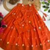Mul Chanderi Kids Lehenga – Available in 3 Colours Mul Chanderi kids lehengas in orange color