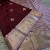 Maguvas semikatan banarasi saree maroon saree Maguvas semikatan banarasi saree