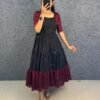 Black and Wine Vichitra Silk Tiered Dress Vichitra silk tiered dress