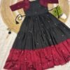 Black and Wine Vichitra Silk Tiered Dress Vichitra silk tiered dress