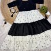 Black and White Vichitra Silk Tiered Dress Vichitra silk tiered dress