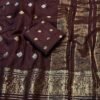 pure viscose dola saree in Brown color