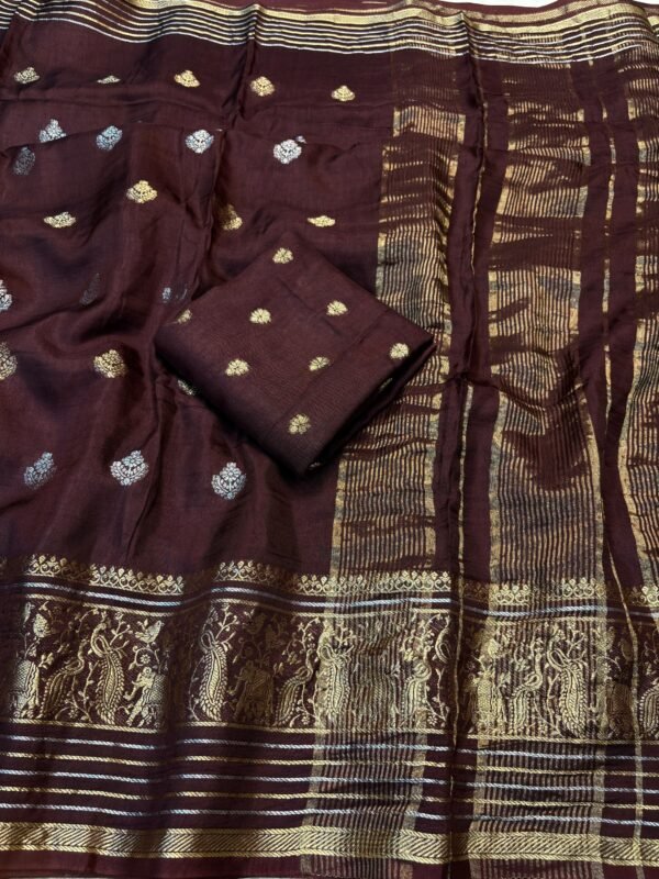 pure viscose dola saree in Brown color