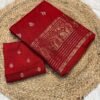 pure viscose dola saree in red color