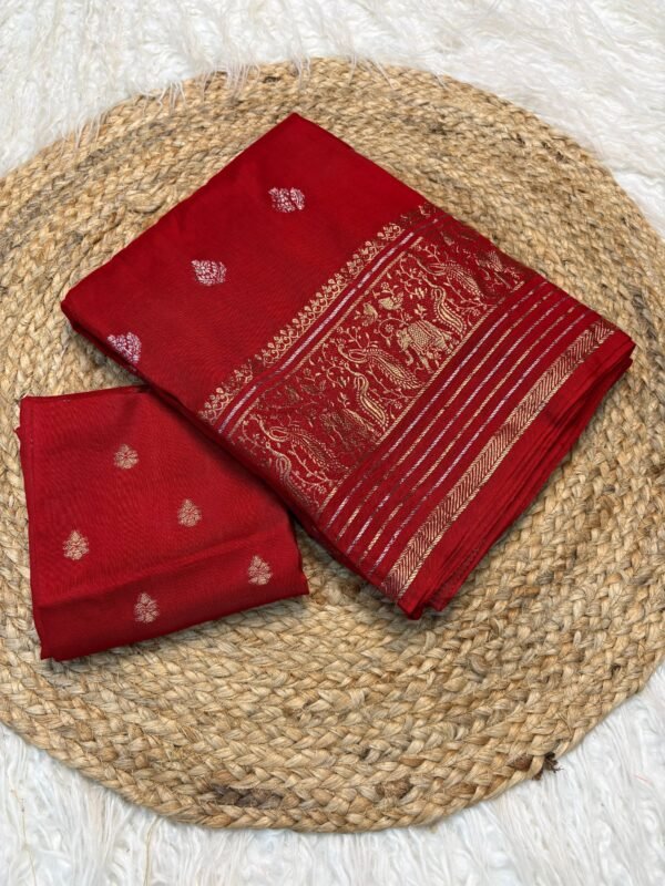 pure viscose dola saree in red color