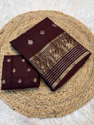 pure viscose dola saree in Brown color