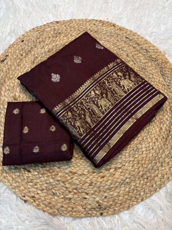 pure viscose dola saree in Brown color
