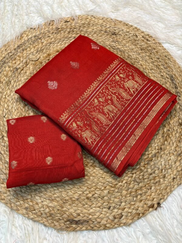 pure viscose dola saree in orange color
