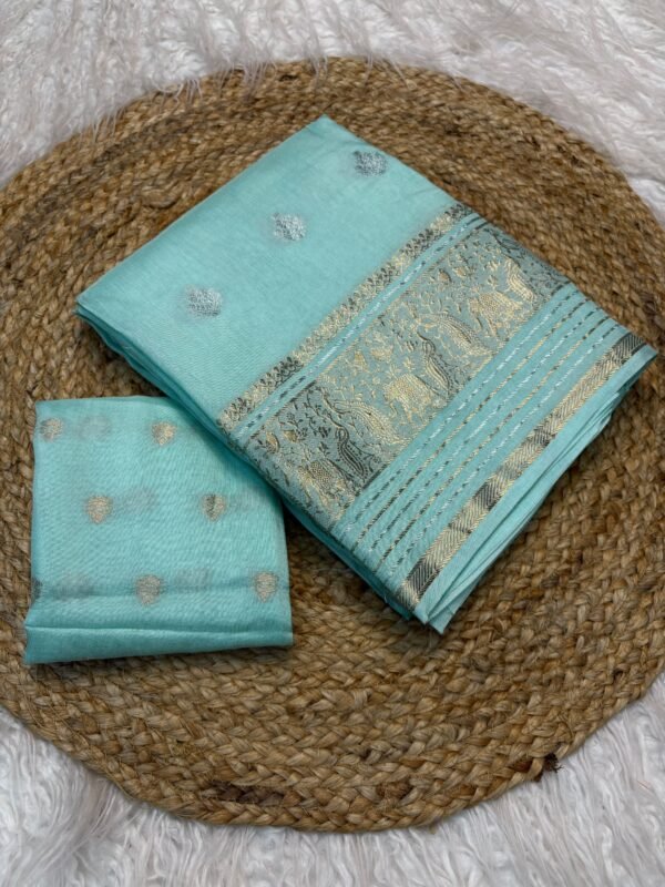 pure viscose dola saree in skyblue color