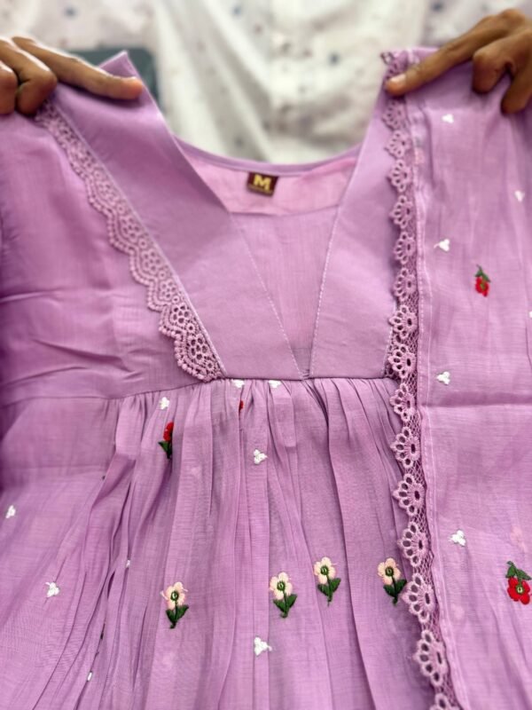 mul chanderi 3 piece set in lavender color