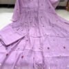 mul chanderi 3 piece set in lavender color