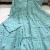 mul chanderi 3 piece set in mintblue color