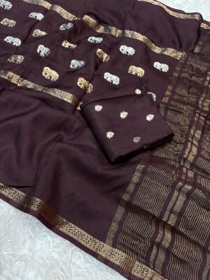 dola viscose sarees in brown color